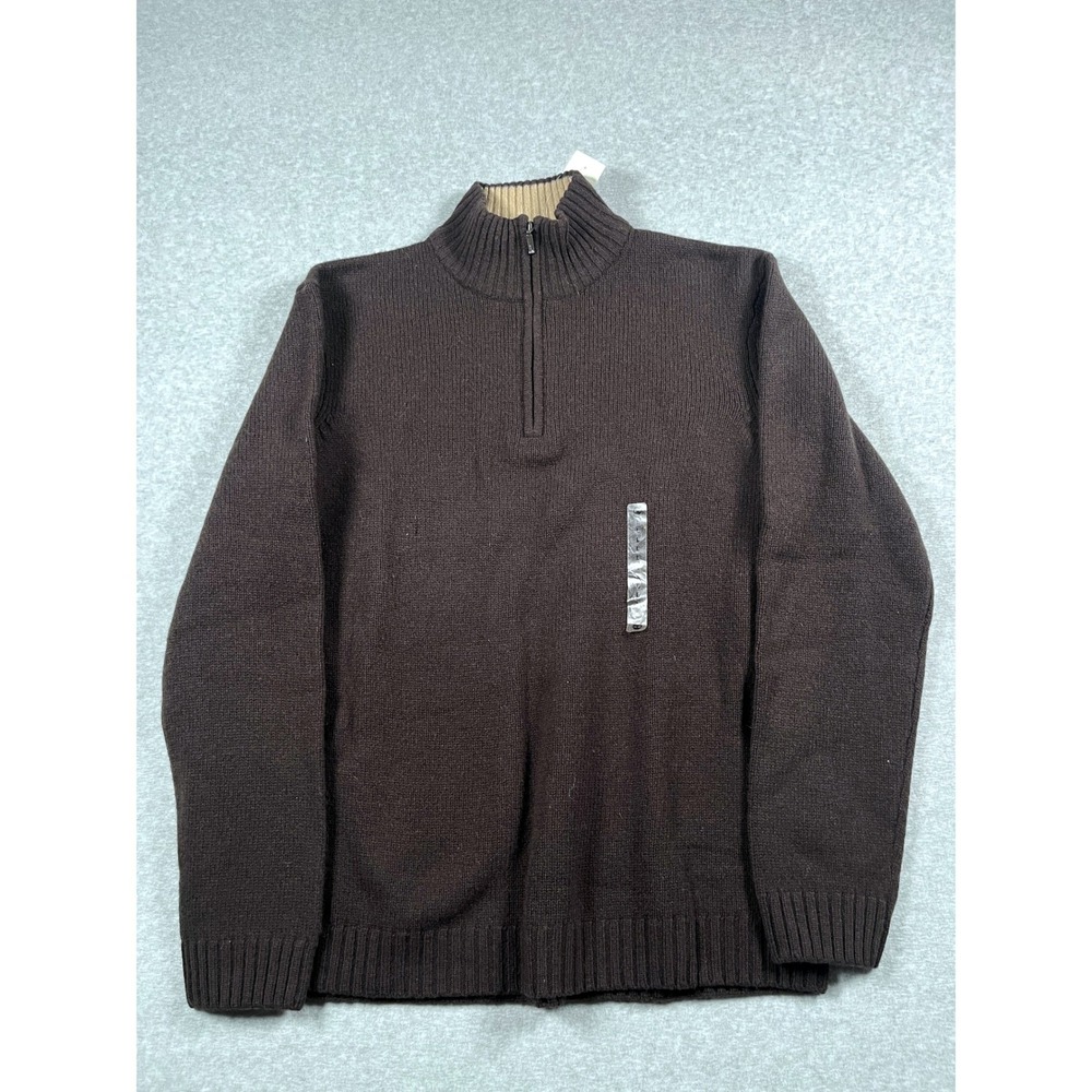 NWT Timberland Quarter Zip Sweater Men L Brown 100% Lambswool Minimalist Capsule